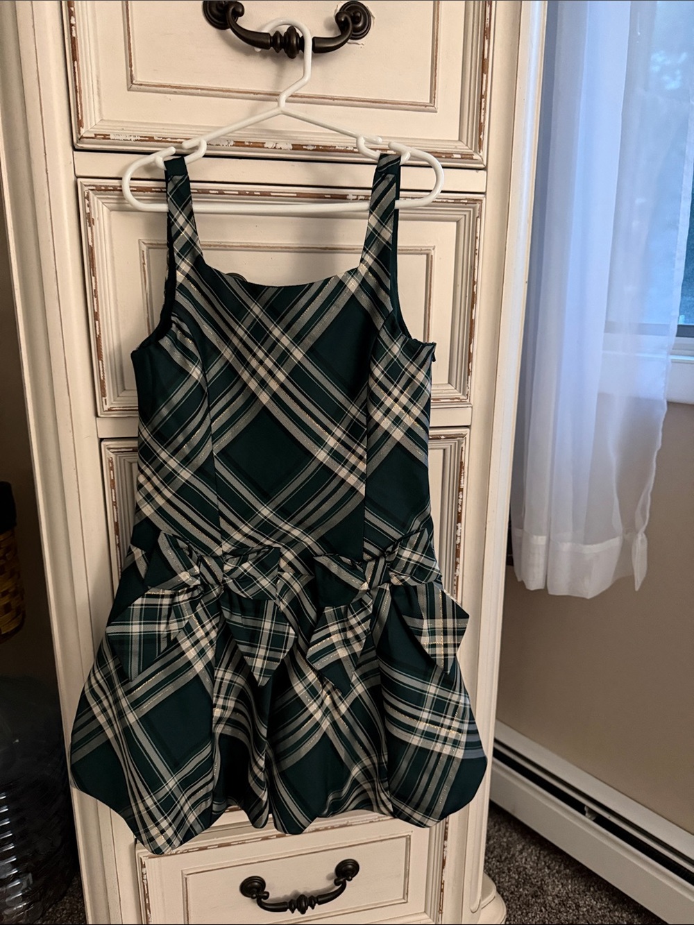 The Children's Place Green Plaid Bow-Trim Party Dress